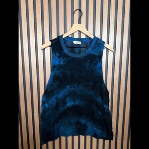 LACAUSA Tank Top Medium Womens Blue Abstract Tie Dye Curvy Sleeveless